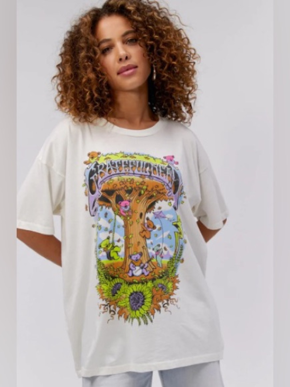 DAYDREAMER Vintage White Grateful Dead Autumn Bears Oversized Band T-Shirt